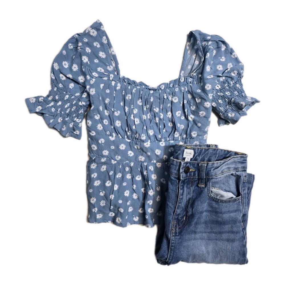 Franki Ultra‎ Hi-rise Straight Girls Jeans Baby Doll Top Smocked  10 Y Lot Of 2